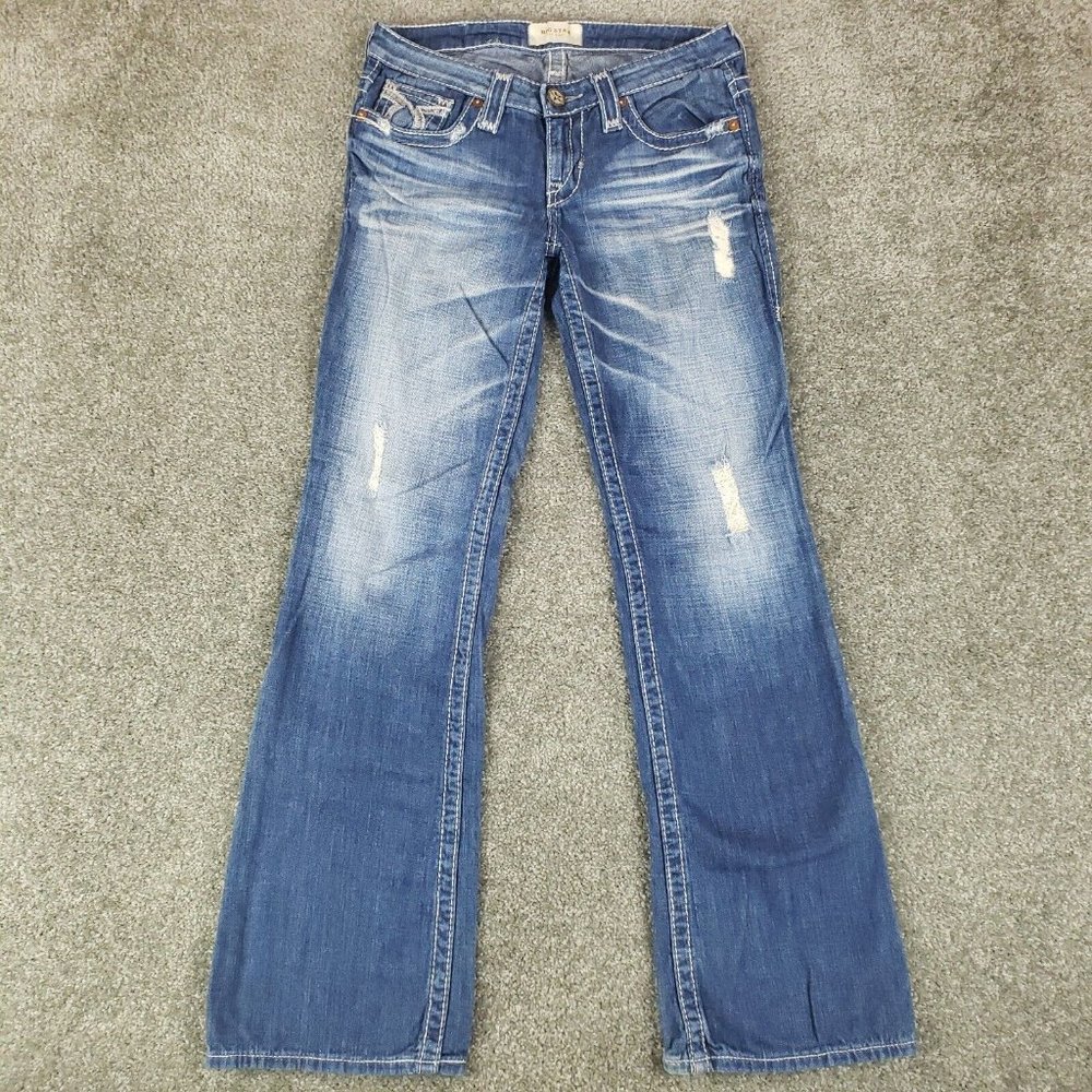 Big Star Jeans Sz 26 (29x31) Womens Liv Bootcut Distressed Low Rise Stretch
